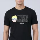 Men's Black Cotton Round Neck Casual T-Shirt, Black, small