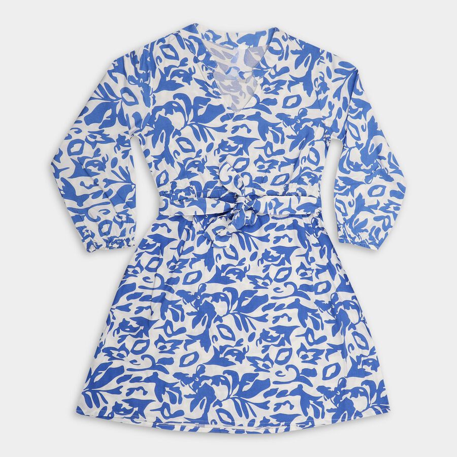 Girls' Dress , Mid Blue, large image number null