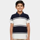 Boys' Navy Blue Round Neck Casual Half Sleeves T-Shirt, नेवी ब्लू, small