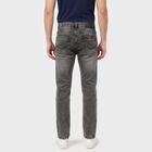Men's Grey Straight Fit Washed Jeans, Light Grey, small
