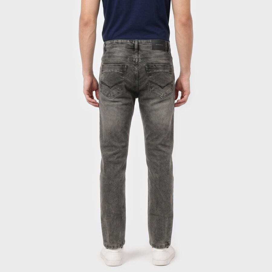Men's Grey Straight Fit Washed Jeans, Light Grey, large