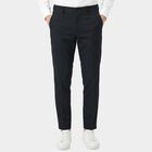 Men's Slim Fit Formal Trousers, गहरा नीला, small
