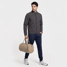 Men Dark Grey Stand Collar Windbreaker Jacket, Dark Grey, small