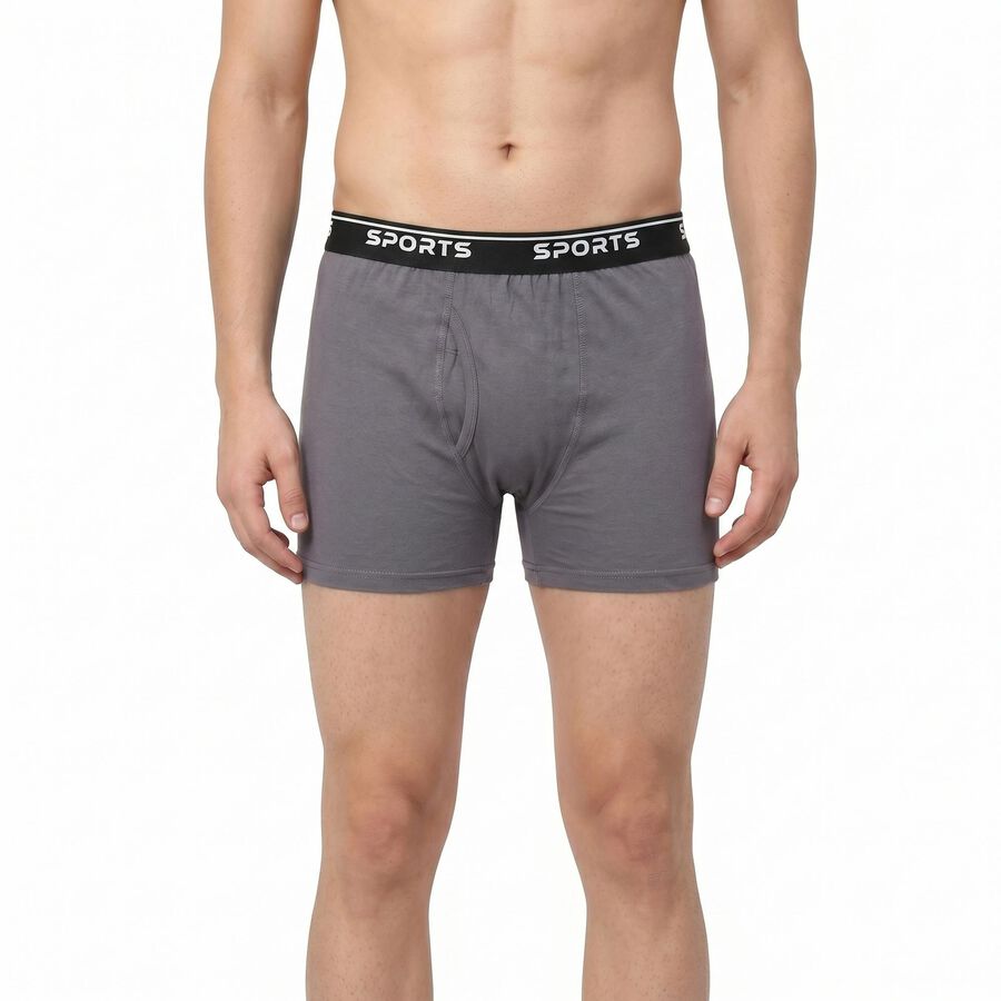 Men's Black Regular Fit Solid Trunks, काला, large