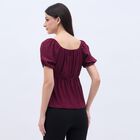 Women's Rich Burgundy Scoop Neck Bohemian Top, Wine, small