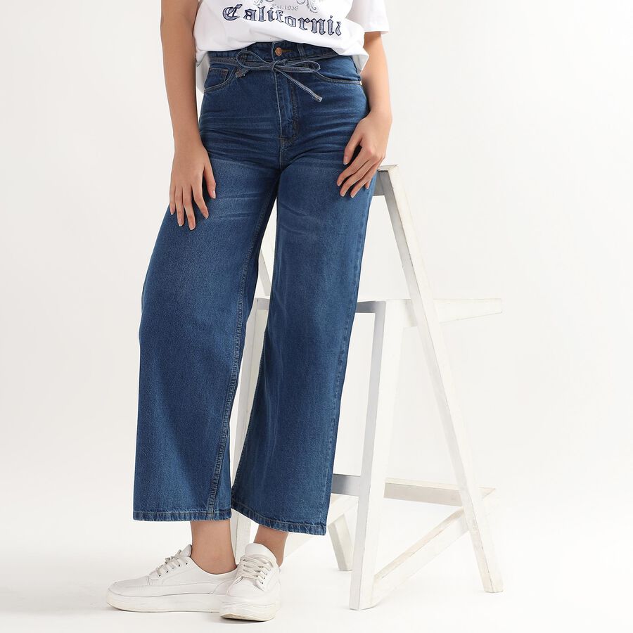 Ladies' 100% Cotton High Rise Jeans, Light Blue, large image number null