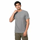 Men's Grey Cotton Round Neck Regular T-Shirt, Light Grey, small