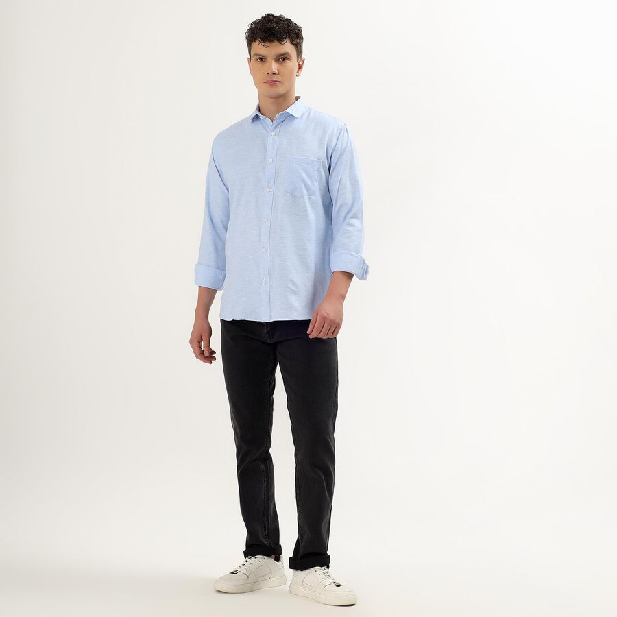 Men's Regular Collar Casual Shirt, Light Blue, large image number null
