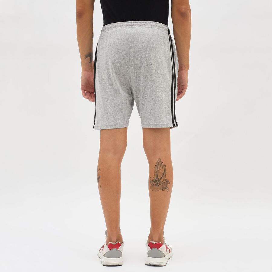 Men's Light Heather Grey Regular Fit Placement Printed Bermuda Shorts, Melange Mid Grey, large image number null
