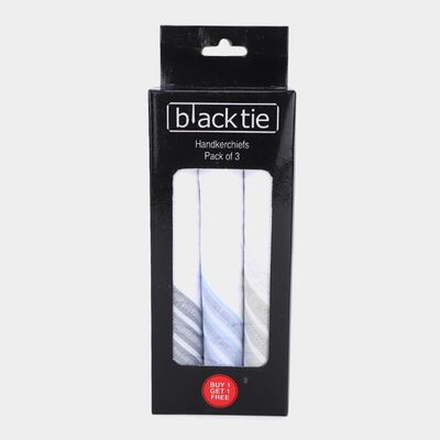 Men's White Striped Border Pack of 3 Handkerchief