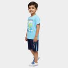 Boys' Light Blue 100% Cotton Round Neck Graphic Printed Baba Suit, Light Blue, small