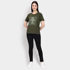 Ladies' Round Neck T-Shirt , Olive, small