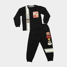 Boys' Black Round Neck Graphic Baba Suit, Black, small