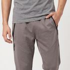 Men's Grey Tapered Fit Zip Pocket Jogger Track Pants, गहरा ग्रे, small