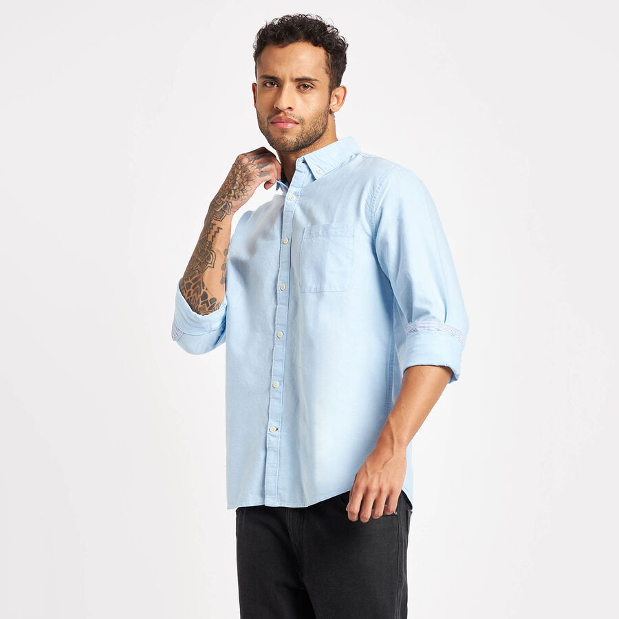 Cotton Solid Casual Shirt, Light Blue, large image number null