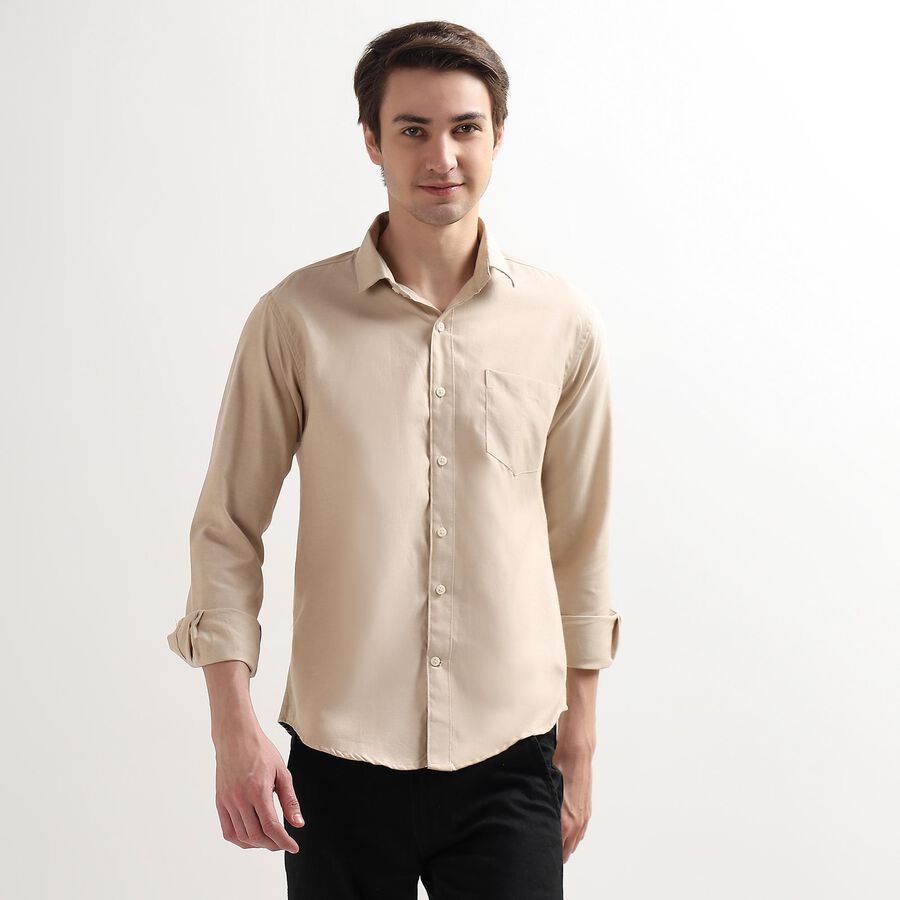 Men's Regular Collar Casual Shirt, Beige, large image number null