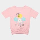 Girls Pink Cotton Round Neck Regular T-Shirt, Light Pink, small