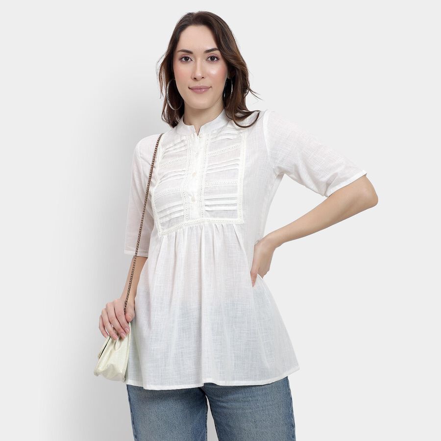 Ladies' 100% Cotton Kurti, White, large image number null