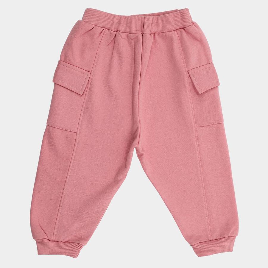 Infants Soft Pink Elastic Waist Cargo Pyjama, Light Pink, large image number null