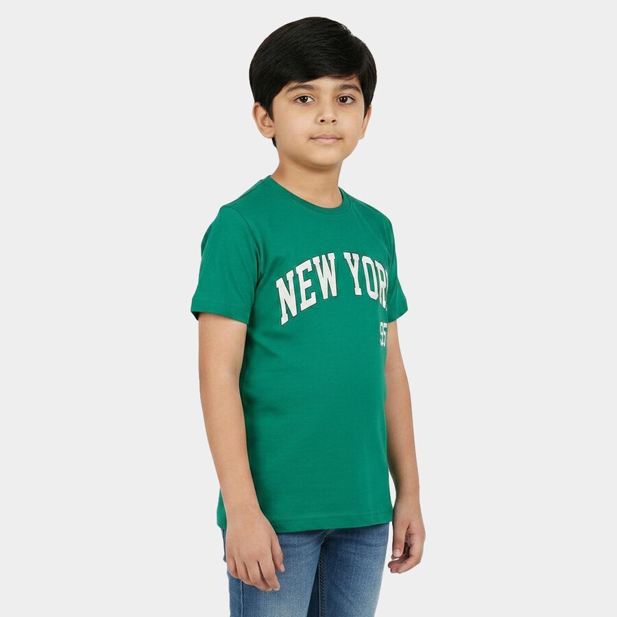 Boys' Half Sleeves T-Shirt, Dark Green, large