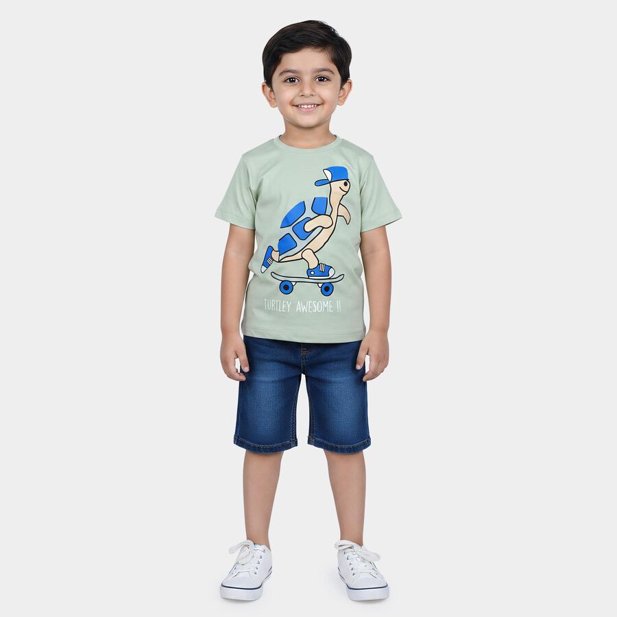 Boys' Half Sleeves T-Shirt, Light Green, large