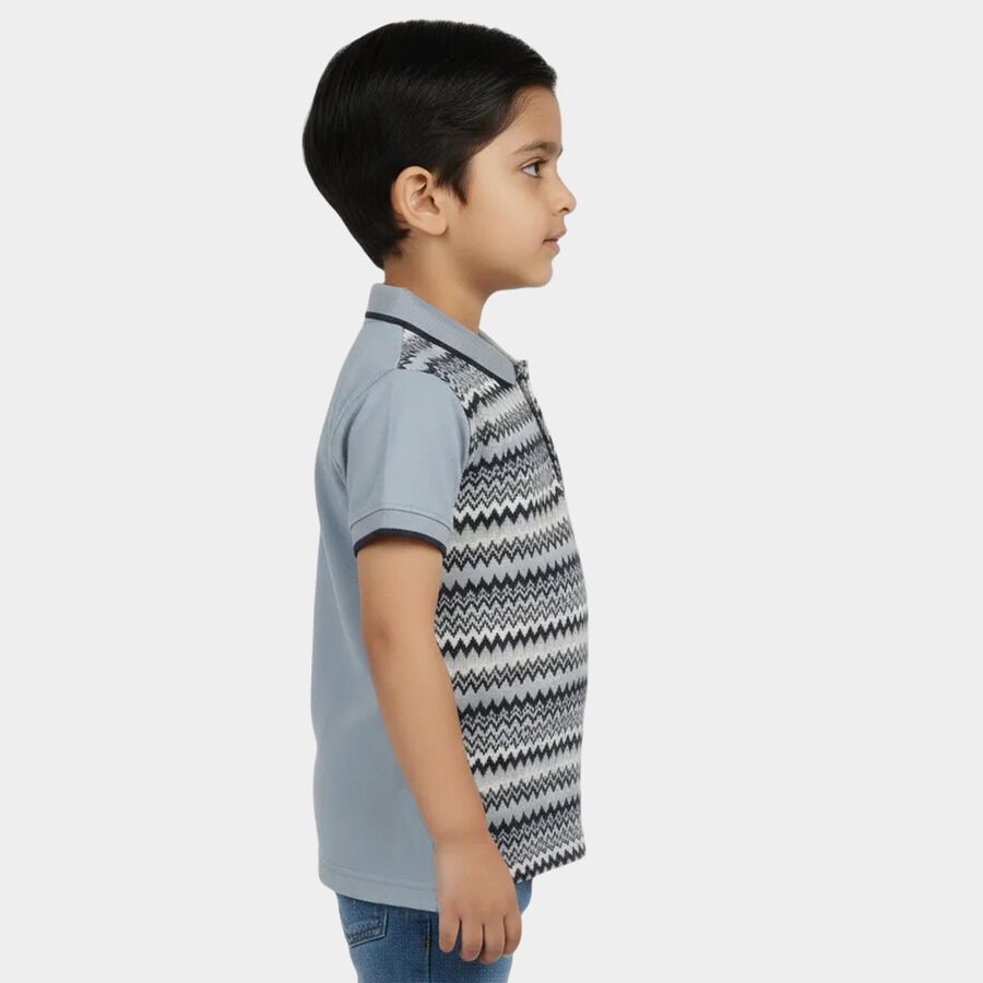 Boys Navy Blue Cotton Polo Neck Casual Boys T-Shirt, नेवी ब्लू, large