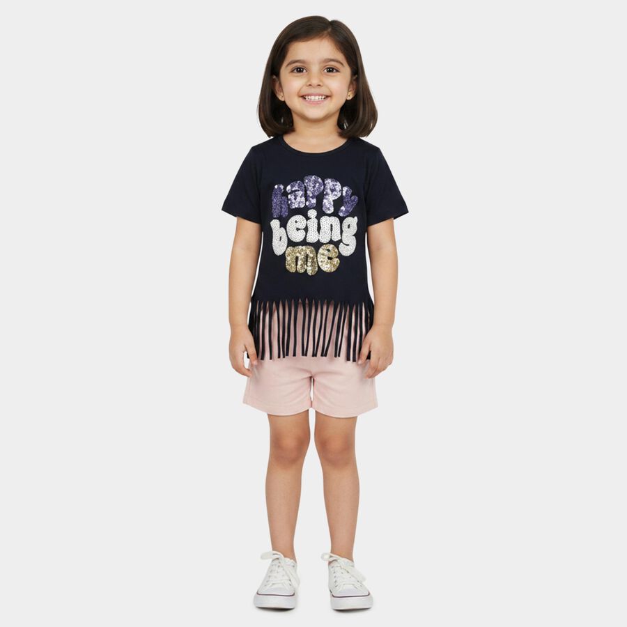 Girls' T-Shirt, Navy Blue, large