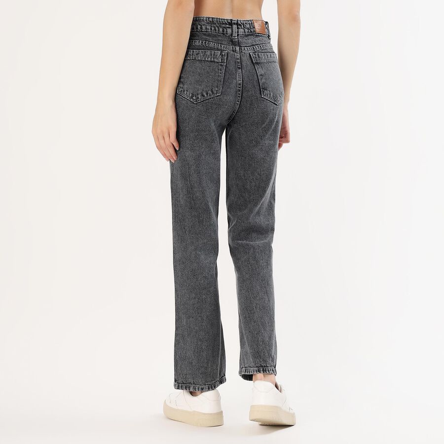 Women's Faded Black Straight Fit Jeans, Dark Grey, large image number null