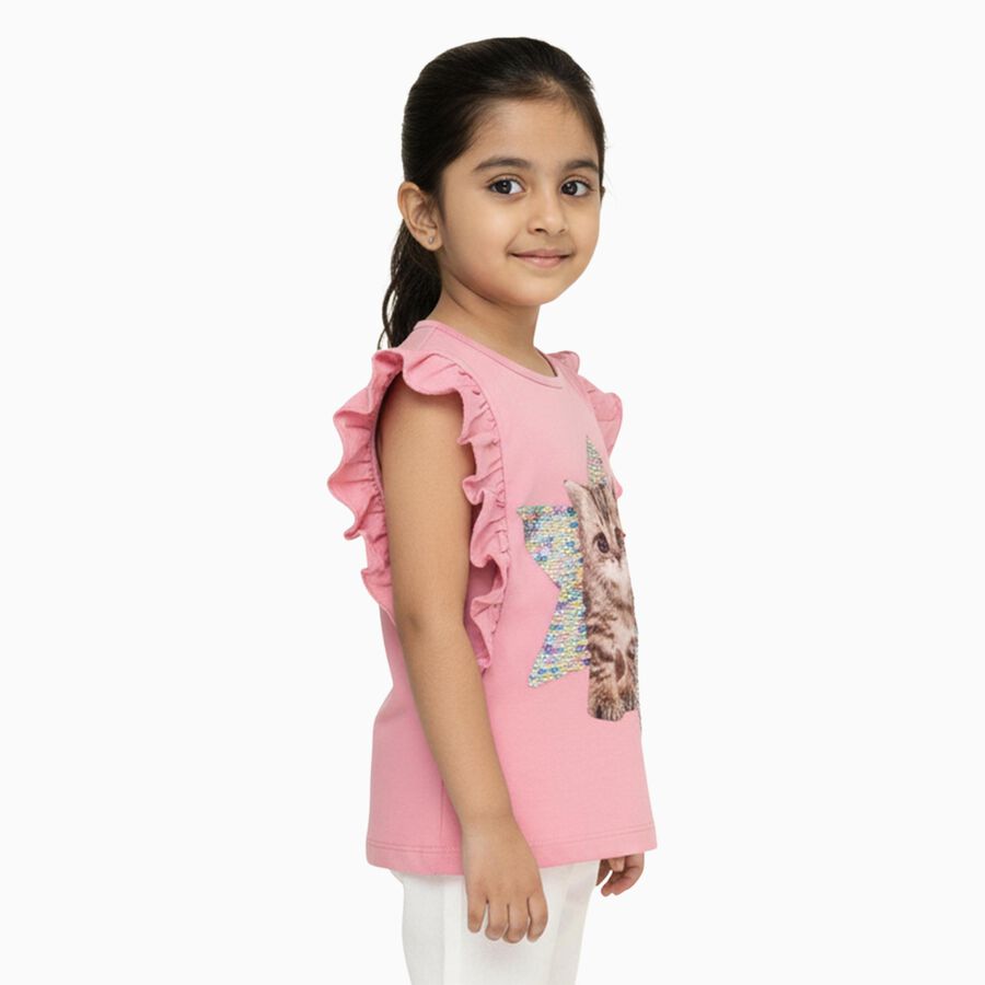 Girls' 100% Cotton T-Shirt, गुलाबी, large image number null