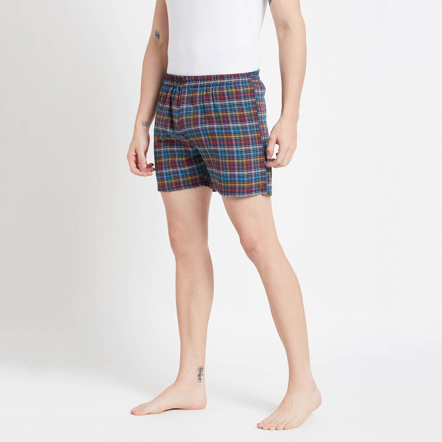 Checks Inner Elastic Boxers, Dark Blue, large image number null