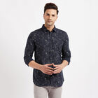 Cotton Printed Casual Shirt, Navy Blue, small image number null