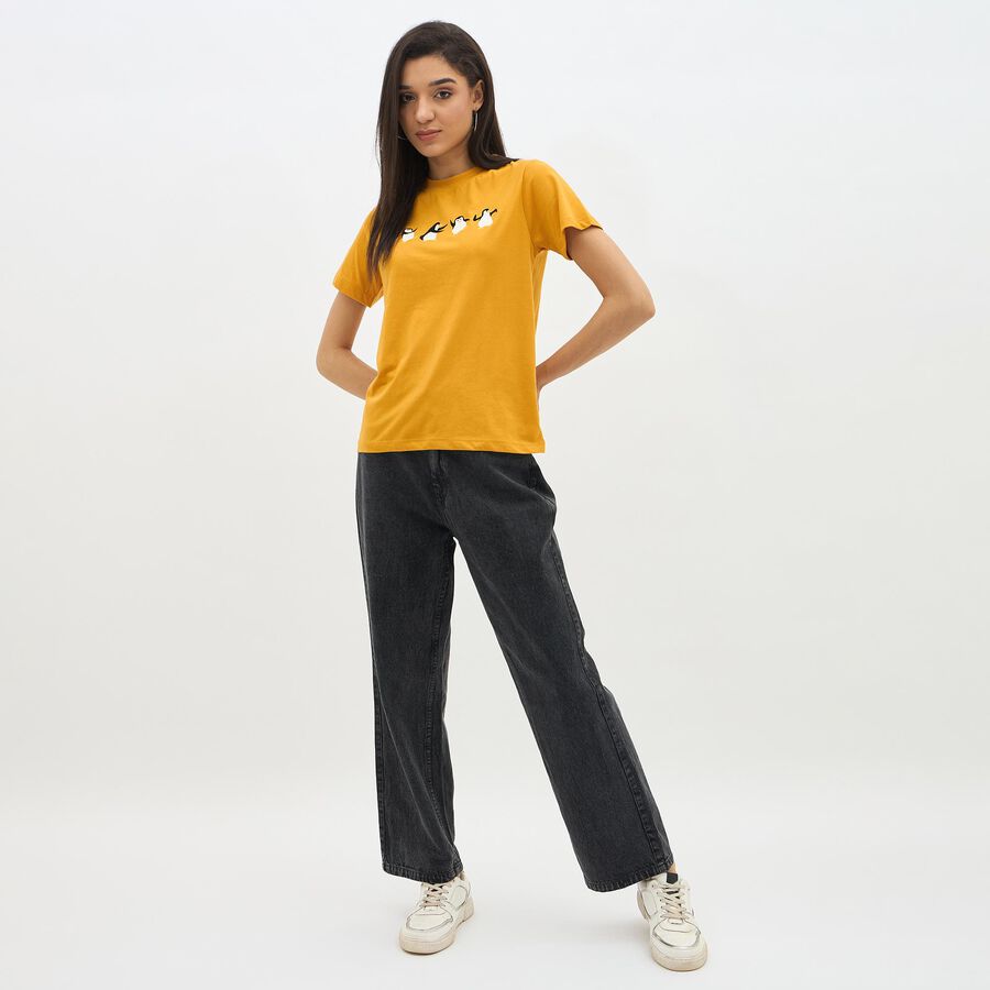 Ladies'Round Neck T-Shirt, Mustard, large image number null