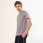 Men's Muted Grey Crew Neck Athleisure T-Shirt, Dark Grey, small