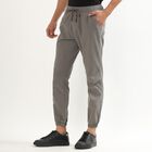Men's Muted Charcoal Black Slim Fit Printed Jogger Trousers, Light Grey, small image number null