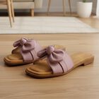 Women's Purple Bow Slip-On Slide Sandals, Purple, small