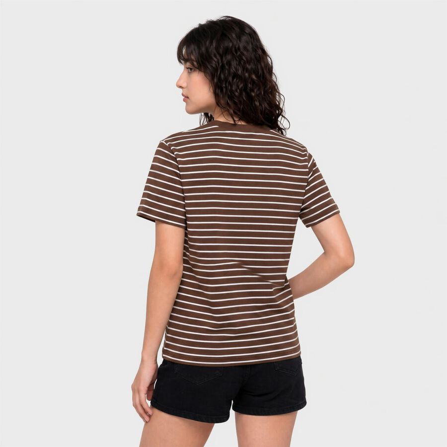 Women's Brown Round Neck Regular T-Shirt, Brown, large