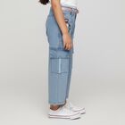 Girls' Light Blue Wide-Leg Cargo Style Jeans, Light Blue, small image number null