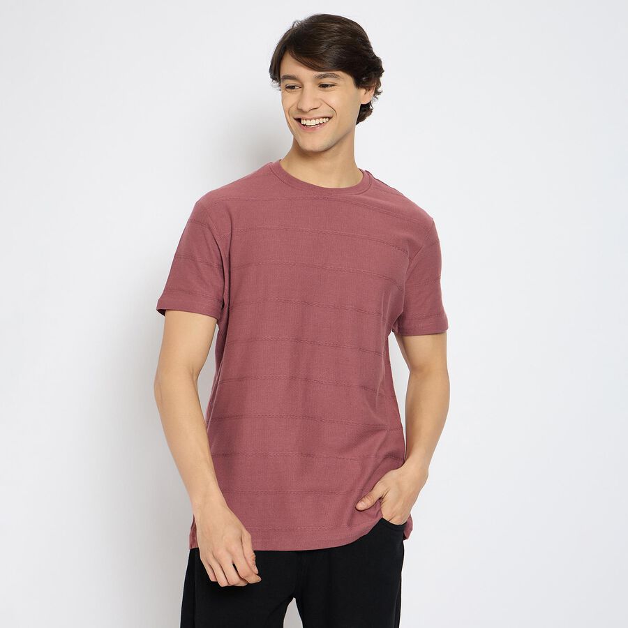 Men's 100% Cotton Round Neck Half Sleeves T-Shirt, हल्का गुलाबी, large