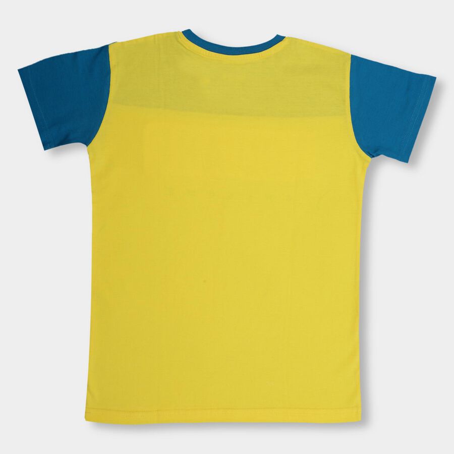 Boys' 100% Cotton Half Sleeves T-Shirt, Yellow, large image number null
