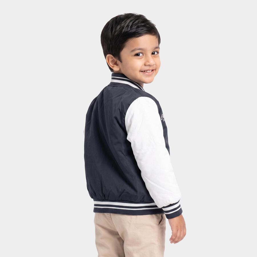 Boys' Navy Blue Varsity Jacket, Navy Blue, large