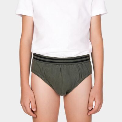 Boys Olive Green Regular Fit Briefs