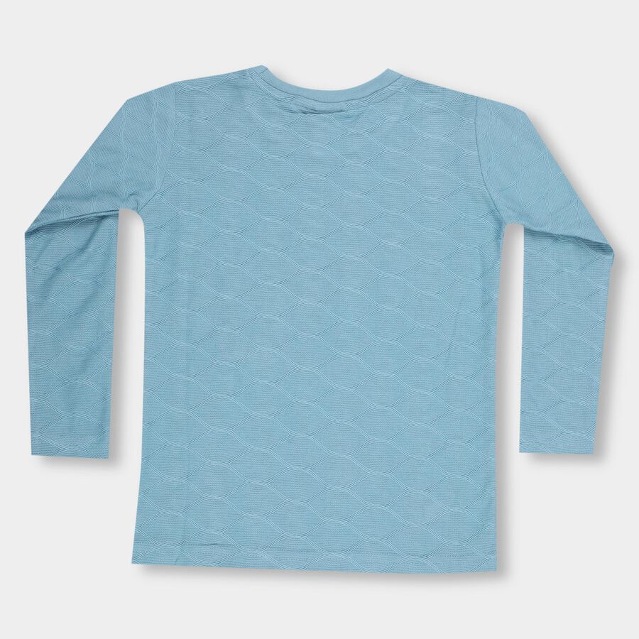 Boys Light Blue Crew Neck Casual T-Shirt, Mid Blue, large image number null