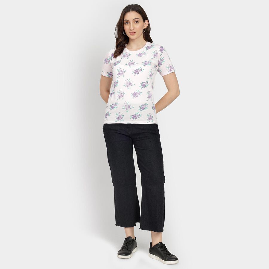 Ladies' Round Neck T-Shirt, गुलाबी, large image number null