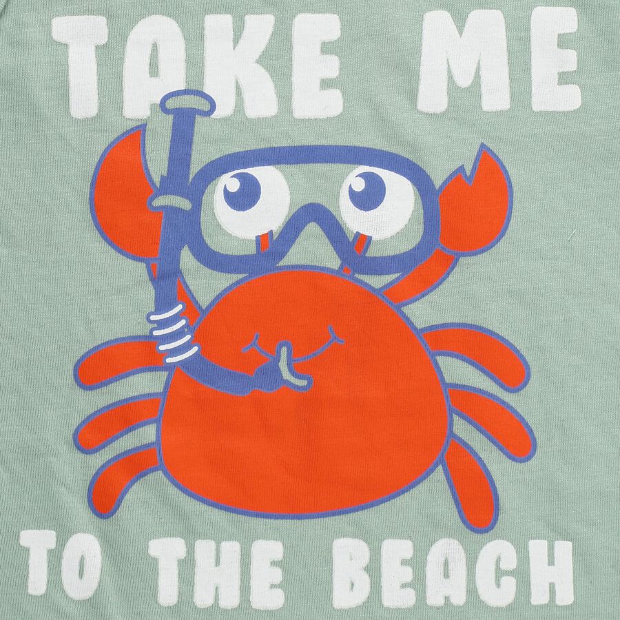 Boys' Light Mint Green Round Neck Sleeveless Graphic T-Shirt, Light Green, large