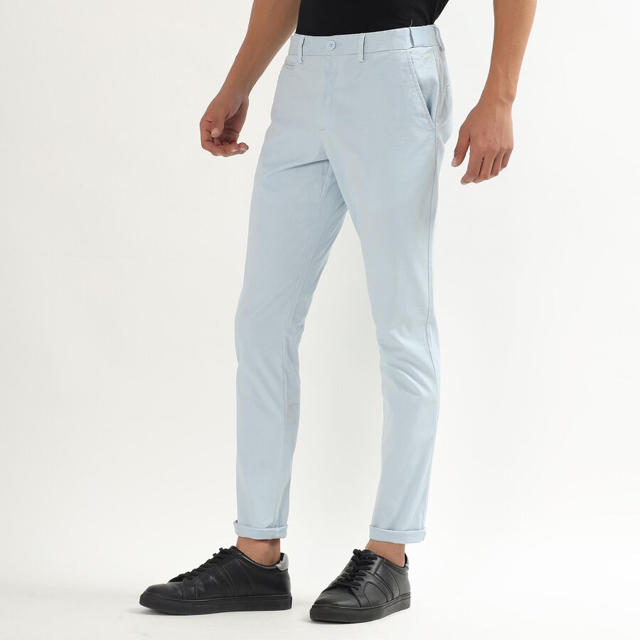 Men's Slim Fit Cross Pocket Casual Trousers, हल्का नीला, large
