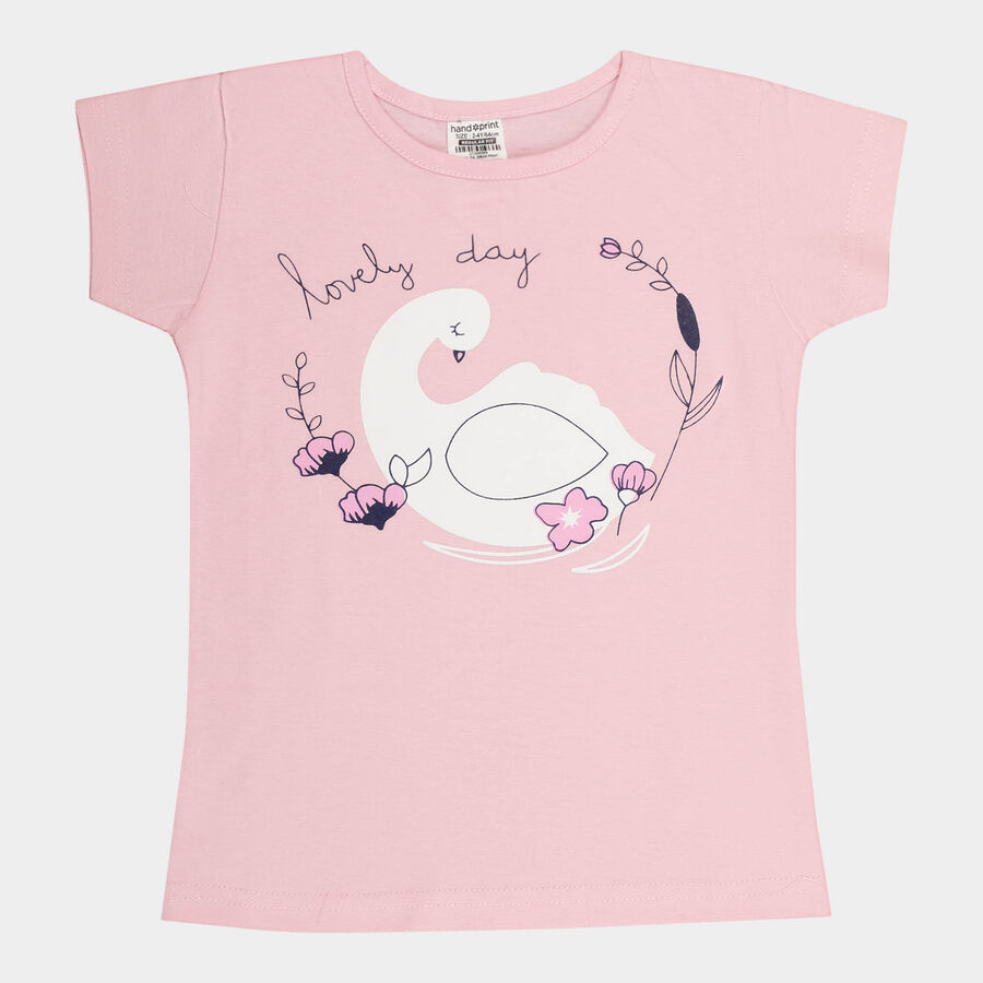 Girls Cotton T-Shirt, Light Pink, large image number null