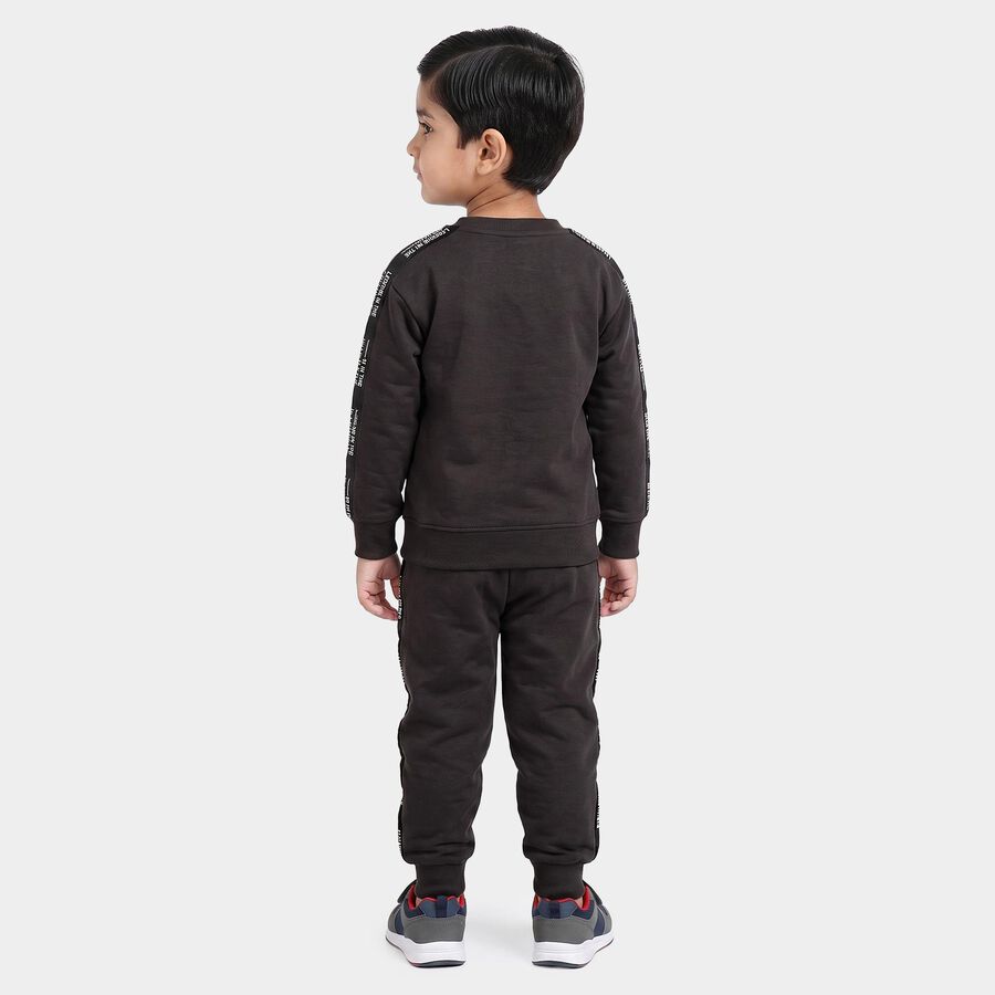 Boys' Charcoal Round Neck Colorblock Baba Suit, चारकोल, large