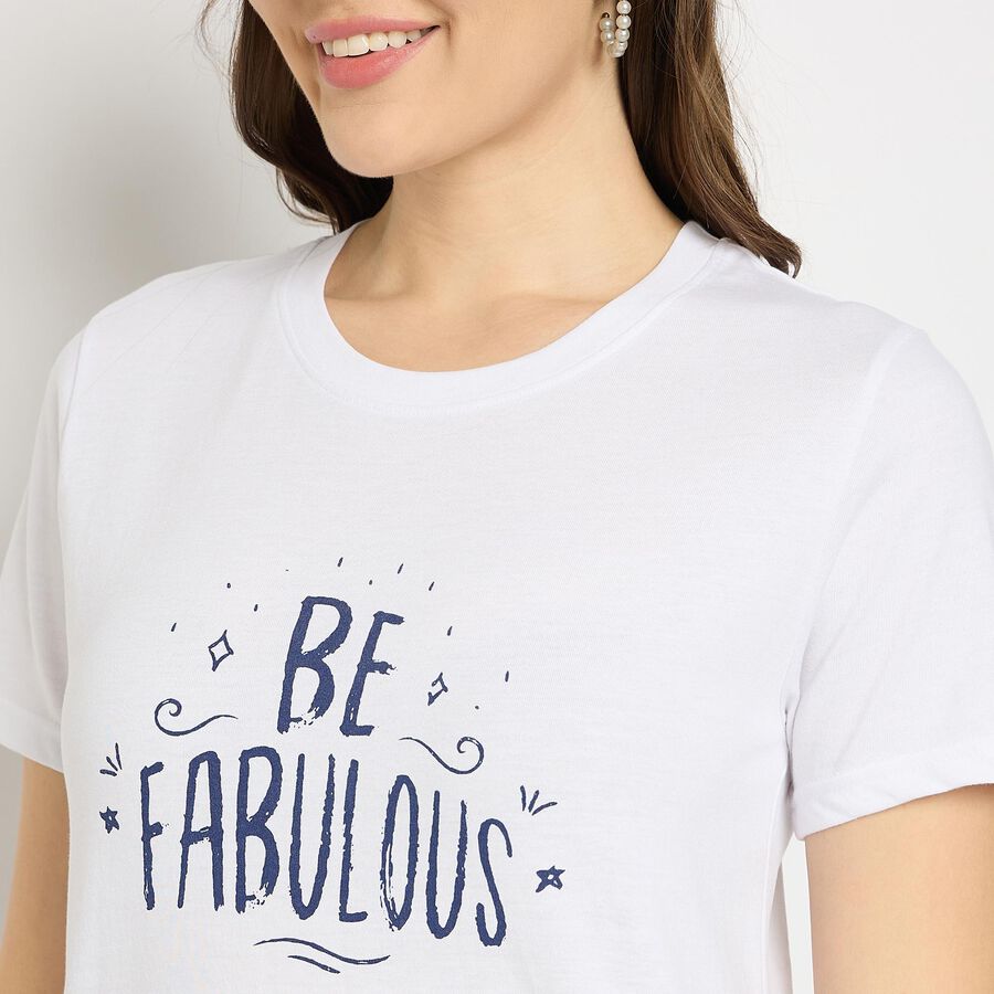 Ladies' Round Neck T-Shirt, सफ़ेद, large image number null