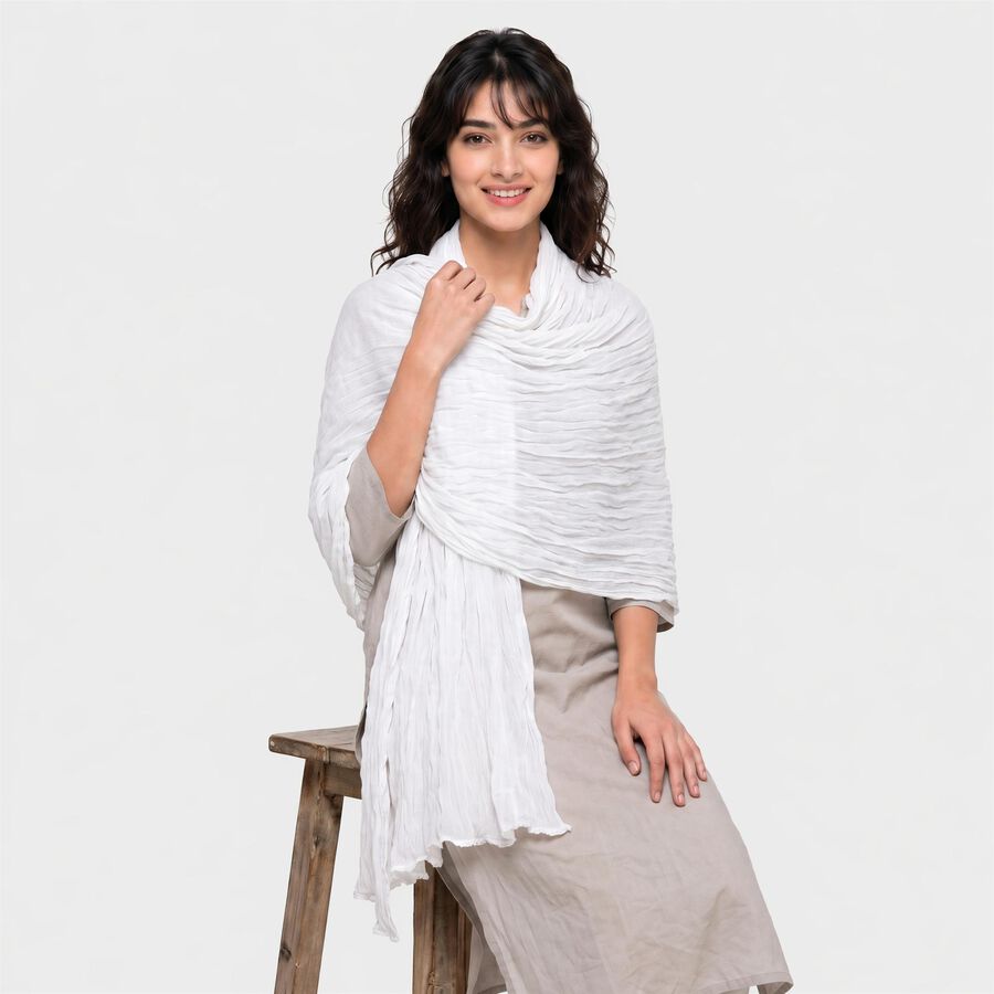 Women's White Dupatta, सफ़ेद, large