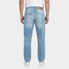 Men's Navy Blue Slim Fit Washed Jeans, हल्का नीला, small